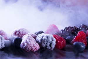 Frozen raspberries used in products made at In Good Company Kitchen, a rental kitchen in Oakville, Ontario