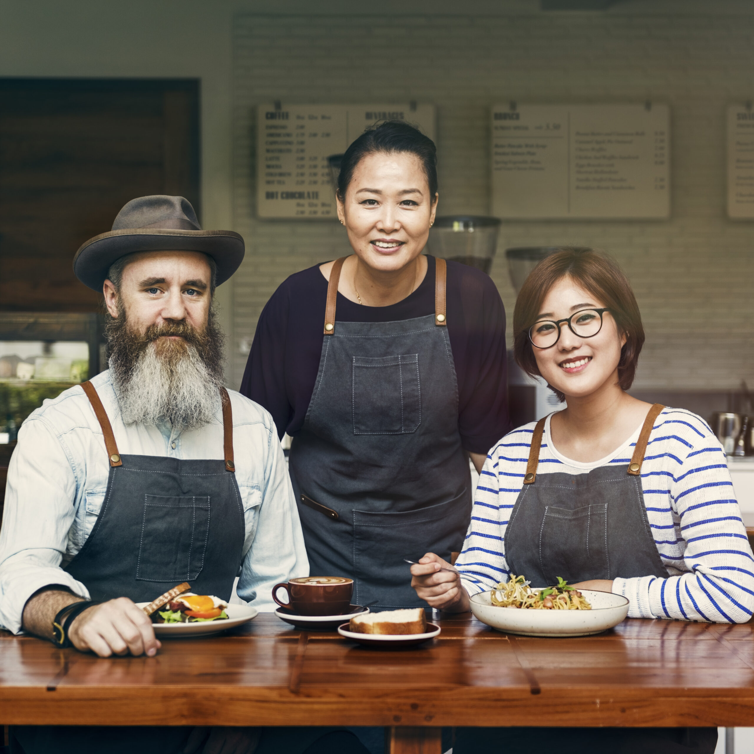 Family Eating Breakfast Together Coffeehouse Concept